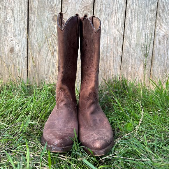 Cowboy Core Vintage Brown Cowboy Boots 9 10 - Picture 1 of 9